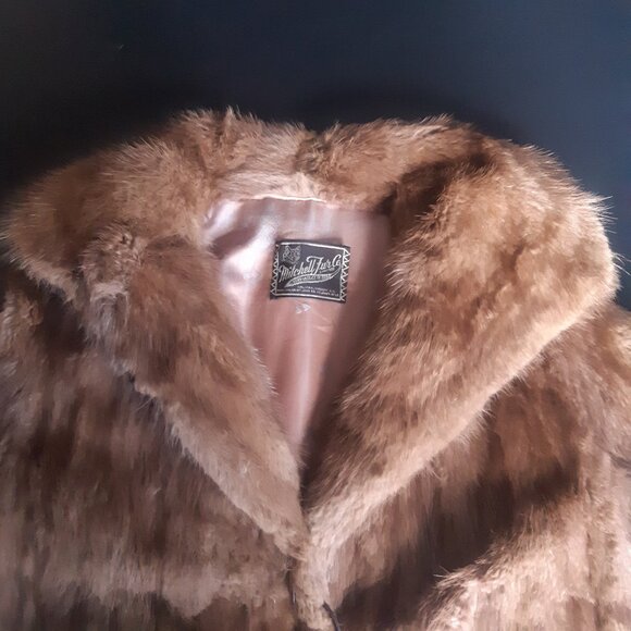 1965 Muskrat Jacket SZ S Mitchell Fur Co., Women's Beige Jacket Coat - Picture 5 of 16